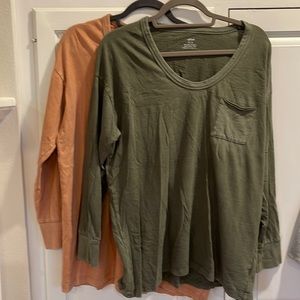 Two Aerie boyfriend long sleeve tees